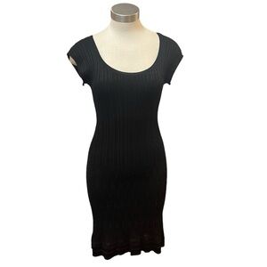 M by Missoni Dress Black Knit Slip Liner Merino Wool Blend Flared Bottom Sz. 6